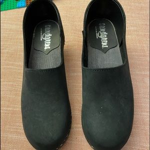 Brand new never worn Sandgrens wooden healed clogs. Size 38